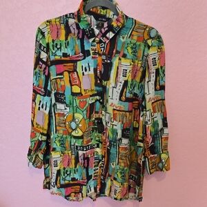 Ali Miles Multicolor Abstract Blouse